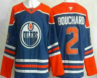 Men's Edmonton Oilers #2 Evan Bouchard Blue Authentic Jersey