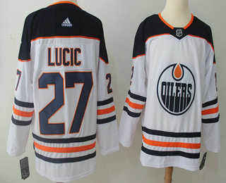Men's Edmonton Oilers #27 Milan Lucic White 2017-2018 Hockey Stitched NHL Jersey