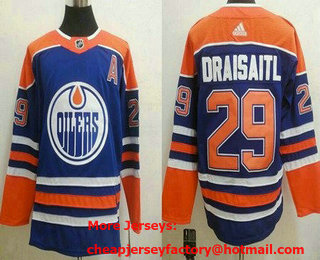 Men's Edmonton Oilers #29 Leon Draisaitl Blue Authentic Jersey
