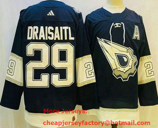 Men's Edmonton Oilers #29 Leon Draisaitl Navy 2022 Reverse Retro Authentic Jersey