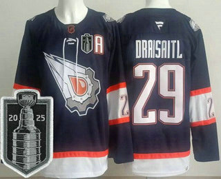 Men's Edmonton Oilers #29 Leon Draisaitl Navy Alternate 2025 Stanley Cup Final Authentic Jersey