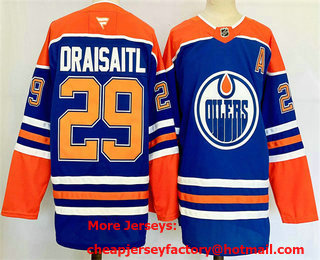 Men's Edmonton Oilers #29 Leon Draisaitl Royal 2024 Stitched Jersey