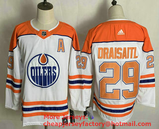 Men's Edmonton Oilers #29 Leon Draisaitl White 2021 Retro Stitched NHL Jersey