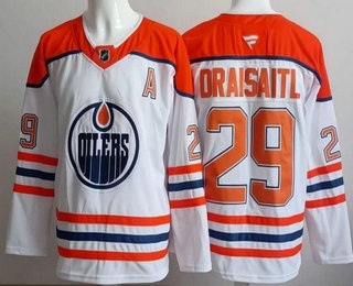 Men's Edmonton Oilers #29 Leon Draisaitl White Alternate Authentic Jersey