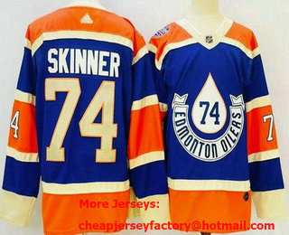 Men's Edmonton Oilers #74 Stuart Skinner Blue 2023 Heritage Classic Authentic Jersey
