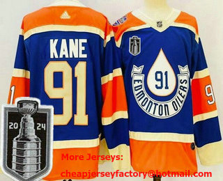 Men's Edmonton Oilers #91 Evander Kane Blue 2023 Heritage Classic 2024 Stanley Cup Final Authentic Jersey