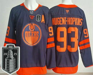 Men's Edmonton Oilers #93 Nugent Hopkins Wayne Navy 2025 Stanley Cup Final Authentic Jersey