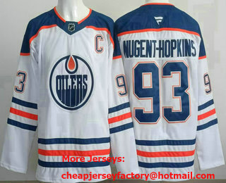 Men's Edmonton Oilers #93 Nugent Hopkins Wayne White Authentic Jersey