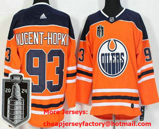 Men's Edmonton Oilers #93 Ryan Nugent Hopkins Orange 2024 Stanley Cup Final Authentic Jersey