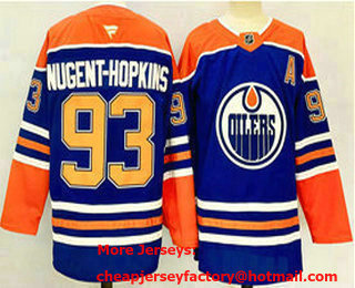 Men's Edmonton Oilers #93 Ryan Nugent Hopkins Royal 2024 Stitched Jersey
