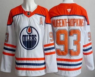 Men's Edmonton Oilers #93 Ryan Nugent Hopkins White Alternate Authentic Jersey