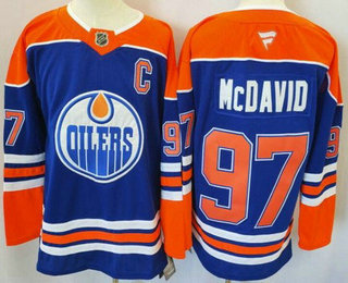 Men's Edmonton Oilers #97 Connor McDavid Royal 2024 Stitched Jersey