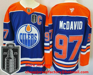 Men's Edmonton Oilers #97 Connor McDavid Blue 2025 Stanley Cup Final Authentic Jersey