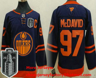 Men's Edmonton Oilers #97 Connor McDavid Navy 2025 Stanley Cup Final Authentic Jersey