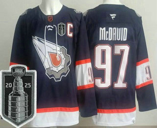 Men's Edmonton Oilers #97 Connor McDavid Navy Alternate 2025 Stanley Cup Final Authentic Jersey