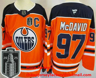 Men's Edmonton Oilers #97 Connor McDavid Orange 2025 Stanley Cup Final Authentic Jersey