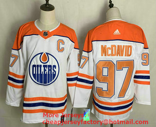 Men's Edmonton Oilers #97 Connor McDavid White 2021 Retro Stitched NHL Jersey