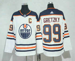Men's Edmonton Oilers #99 Wayne Gretzky C Patch White 2017-2018 Hockey Stitched NHL Jersey