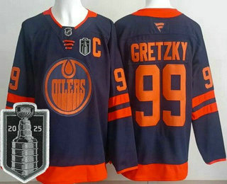 Men's Edmonton Oilers #99 Wayne Gretzky Navy 2025 Stanley Cup Final Authentic Jersey