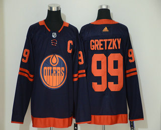 Men's Edmonton Oilers #99 Wayne Gretzky Navy Blue 50th Anniversary Adidas Stitched NHL Jersey