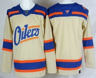 Men's Edmonton Oilers Blank Cream Alternate Authentic Jersey