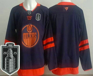 Men's Edmonton Oilers Blank Navy 2025 Stanley Cup Final Authentic Jersey