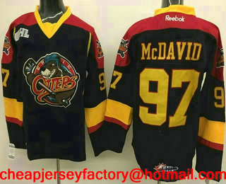 Men's Erie Otters #97 Connor McDavid Black Stitched OHL Hockey Jersey