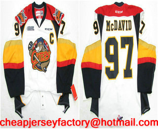 Men's Erie Otters #97 Connor McDavid White Stitched OHL Hockey Jersey