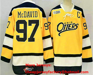 Men's Erie Otters #97 Connor McDavid Yellow Authentic Jersey
