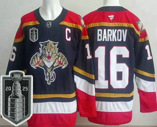 Men's Florida Panthers #16 Aleksander Barkov Navy 2025 Stanley Cup Final Authentic Jersey