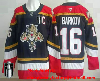 Men's Florida Panthers #16 Aleksander Barkov Navy 2025 Stanley Cup Final Authentic Jersey