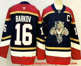 Men's Florida Panthers #16 Aleksander Barkov Navy Authentic Jersey