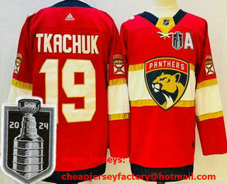 Men's Florida Panthers #19 Matthew Tkachuk Red 2024 Stanley Cup Final Authentic Jersey