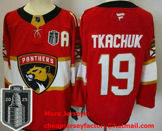 Men's Florida Panthers #19 Matthew Tkachuk Red 2025 Stanley Cup Final Authentic Jersey