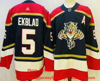 Men's Florida Panthers #5 Aaron Ekblad Navy 2021 Reverse Retro Authentic Jersey