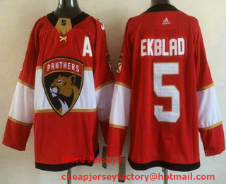 Men's Florida Panthers #5 Aaron Ekblad Red Authentic Jersey