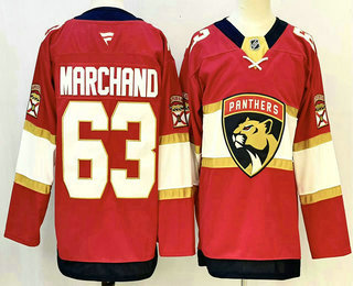 Men's Florida Panthers #63 Brad Marchand Red Authentic Jersey
