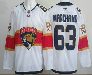 Men's Florida Panthers #63 Brad Marchand White Authentic Jersey