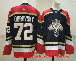 Men's Florida Panthers #72 Sergei Bobrovsky Black 2021 Reverse Retro Stitched NHL Jersey