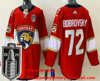 Men's Florida Panthers #72 Sergei Bobrovsky Red 2024 Stanley Cup Final Authentic Jersey
