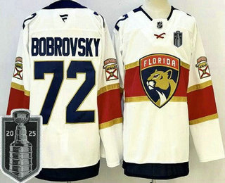 Men's Florida Panthers #72 Sergei Bobrovsky White 2025 Stanley Cup Final Authentic Jersey