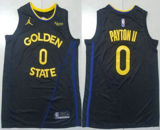 Men's Golden State Warriors #0 Gary Payton II Black Statement Sponsor Swingman Jersey