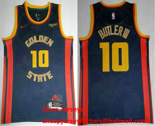 Men's Golden State Warriors #10 Jimmy Bulter III Navy City Edition Sponsor Stitched Jersey