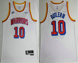 Men's Golden State Warriors #10 Jimmy Bulter III White 2025 Classic Edition Swingman Sponsor Stitched Jersey