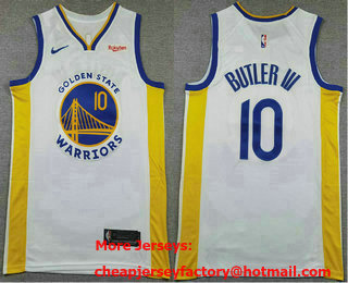 Men's Golden State Warriors #10 Jimmy Bulter III White Icon Sponsor Swingman Jersey