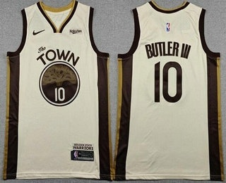 Men's Golden State Warriors #10 Jimmy Butler Cream 2025 City Sponsor Swingman Jersey