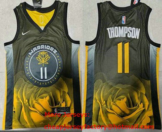 Men's Golden State Warriors #11 Klay Thompson Black City Icon Swingman Jersey
