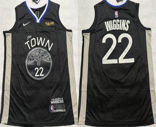 Men's Golden State Warriors #22 Andrew Wiggins Black Sponsor Swingman Jersey