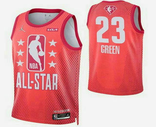 Men's Golden State Warriors #23 Draymond Green Red Diamond 75th 2022 All Star Heat Press Jersey