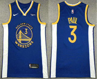 Men's Golden State Warriors #3 Chris Paul Blue Icon Sponsor Swingman Jersey